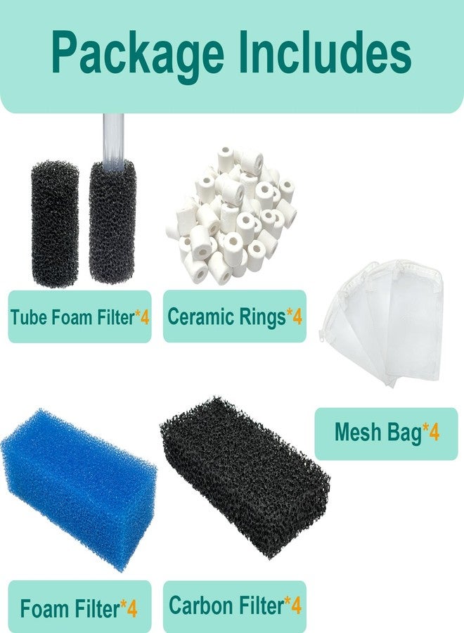 beaufan Aquarium Media Maintenance Kit Replacement for Fluval AC50 Power Filter, Includes 4 Foam Filters, 4 Carbon Sponge Filters, 4 Pack Ceramic Rings and 4 Intake Strainer Sponges - Image 3